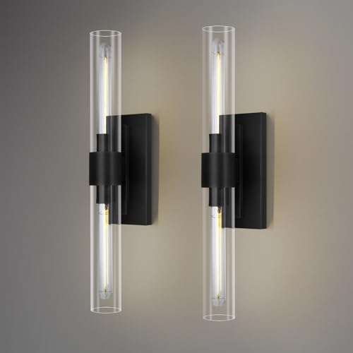 Wall Sconces Tube Glass Sconces Wall Lighting 22.8 Inches Chrome Bathroom Vanity Light 2
