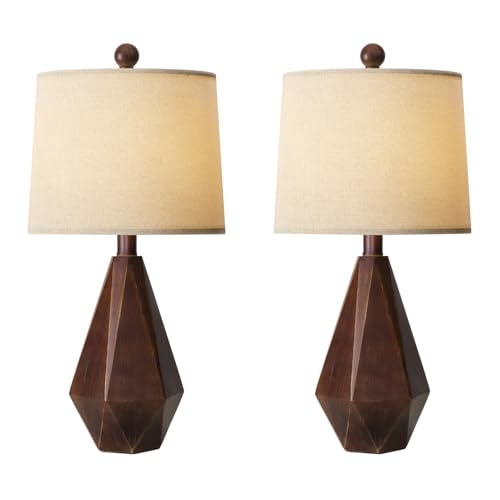 20.25" Farmhouse Table Lamps Set of 2 for Night Stands (Small - Antique Brown)