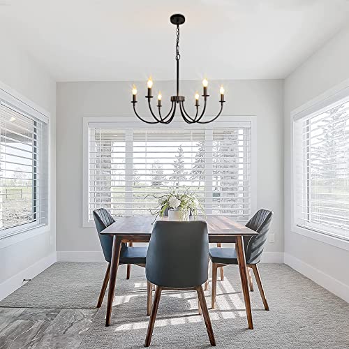 6 Light Farmhouse Chandelier (Black / 6 Light)