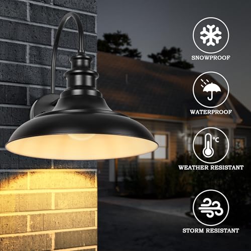 Dusk to Dawn Sensor Outdoor Barn Light Fixture (Black+White / 01-DDRZ004-1PACK(Dusk to Dawn))