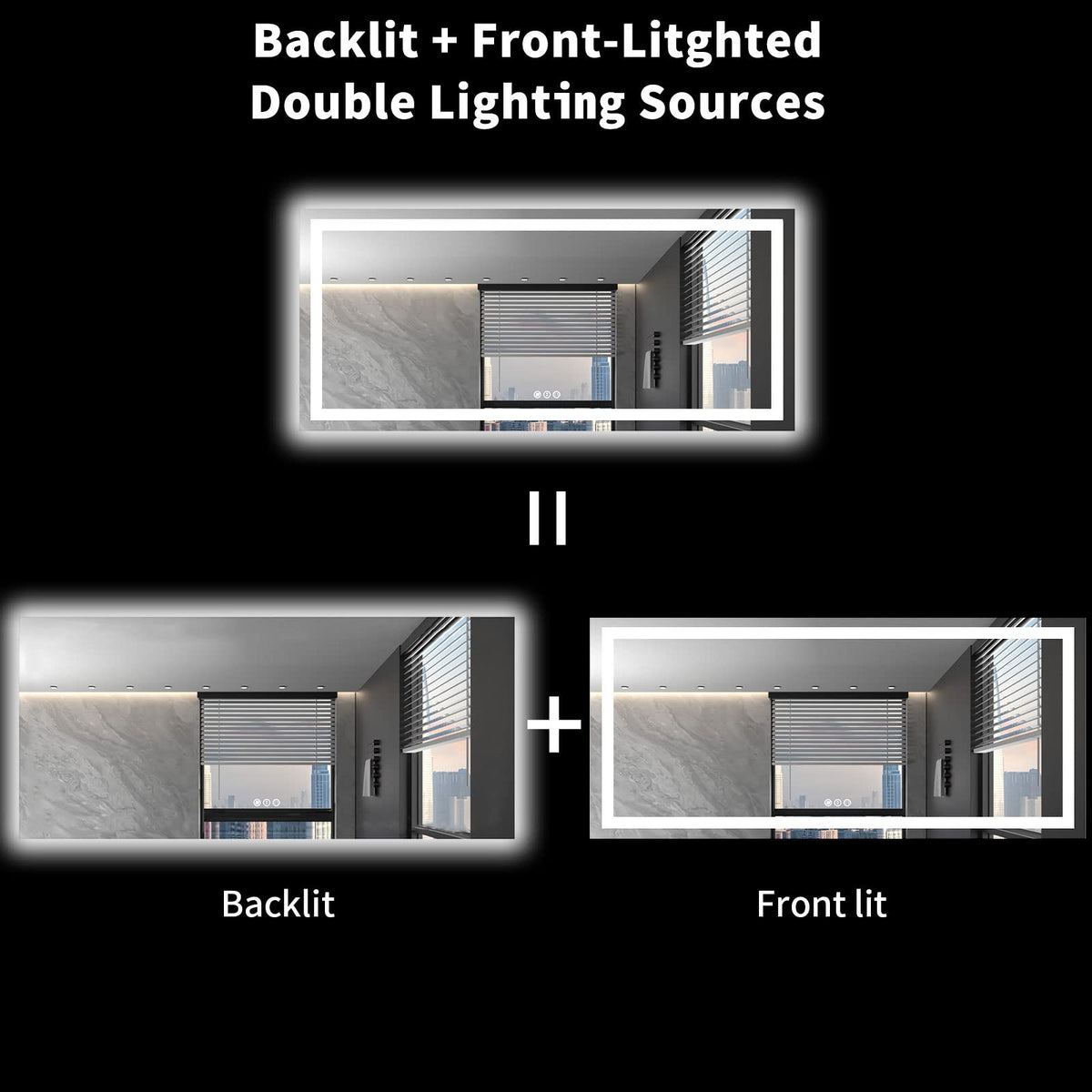 72"X32" LED Bathroom Mirror with Lights (Led / 32"L x 72"W)