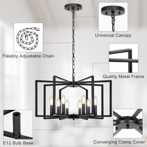 Black Farmhouse Chandelier (Black / 8-Light)