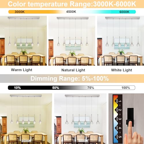 6 Light Rectangle Brushed Nickel Crystal Chandelier (Brushed Nickel / Rectangle Pendant 6-Light)