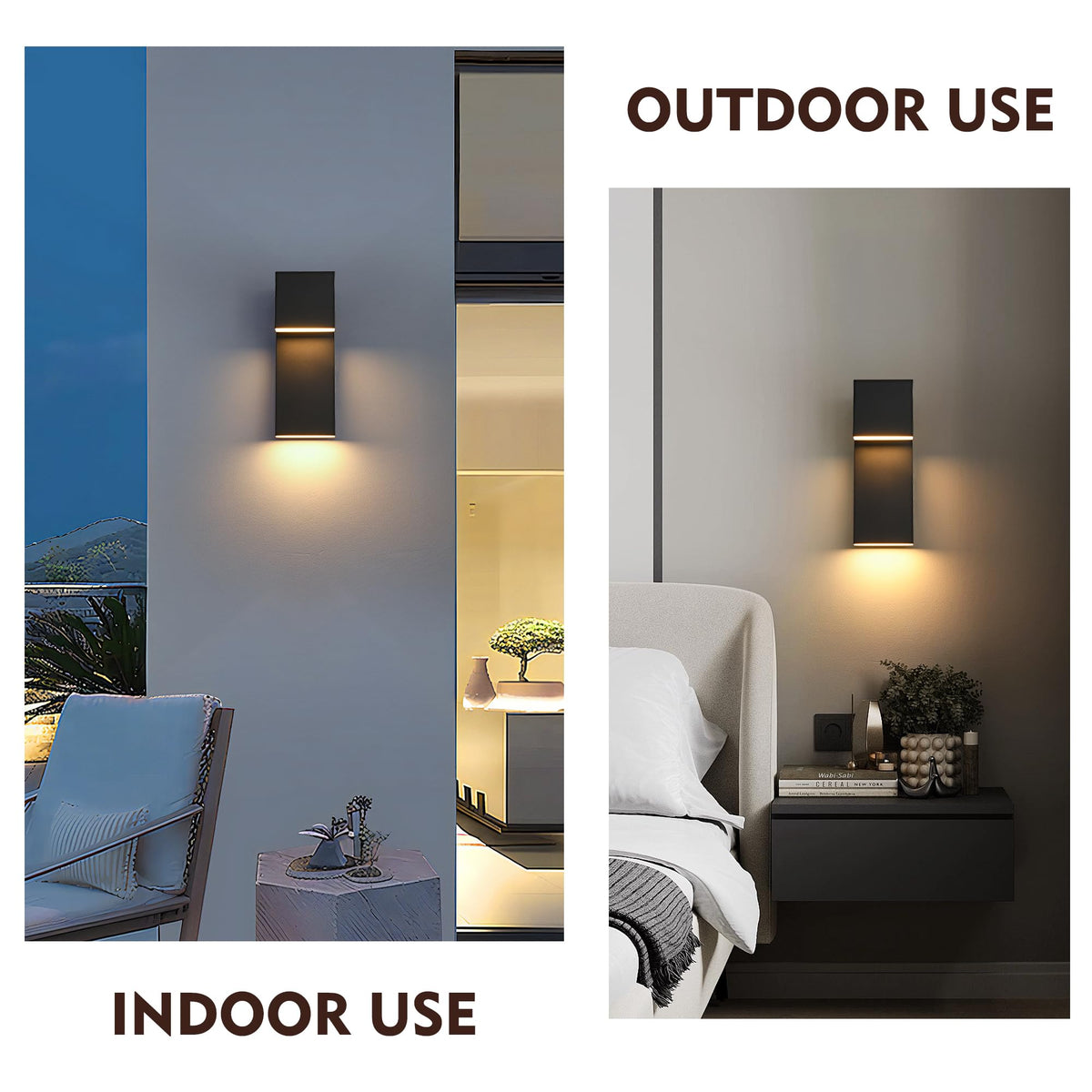 Modern LED Outdoor Wall Sconce 3000K 18W IP65 Waterproof Integrated LED Outdoor Wall Lights Anti Rust Black Porch Lights Exterior Lighting Outside Lights Fixture for Garage (15inch（1PACK）)
