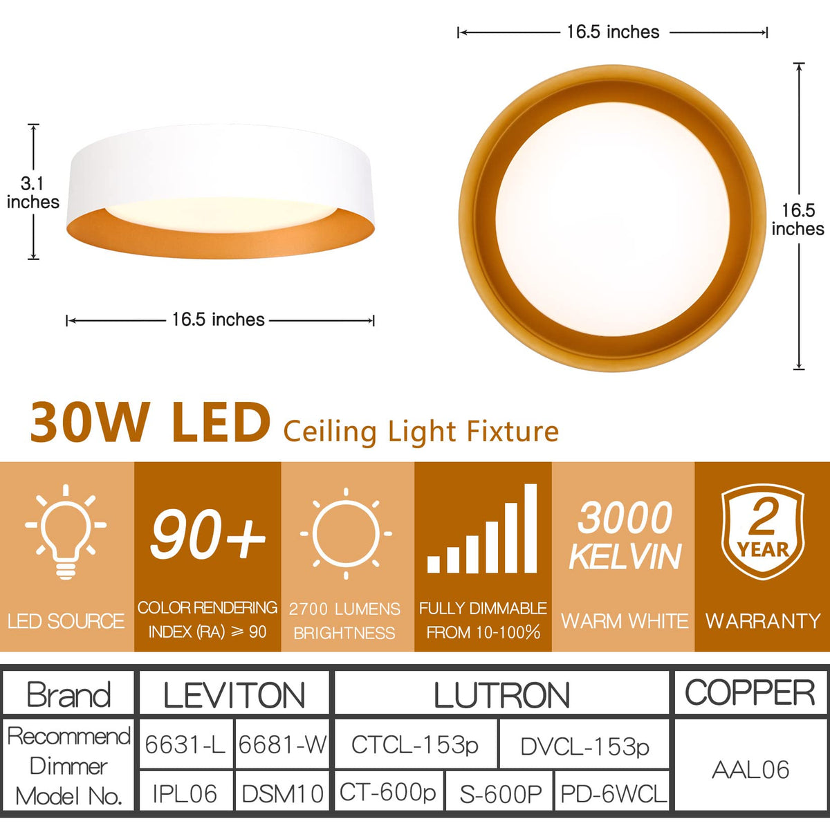 16.5" Flush Mount Ceiling Light (Matte White / 16.5 Inch-1 Pack)