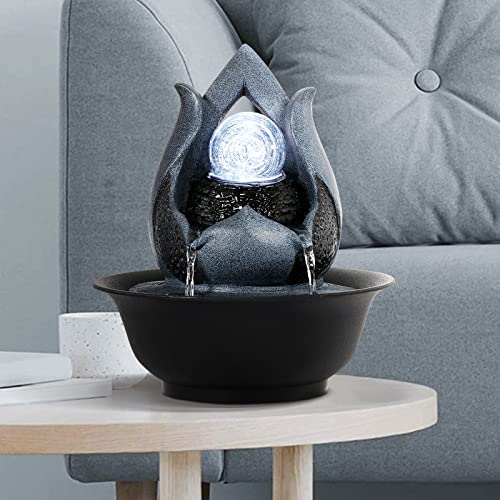 Indoor Water Fountain Tabletop Fountain with LED Crystal Ball (Style 12)