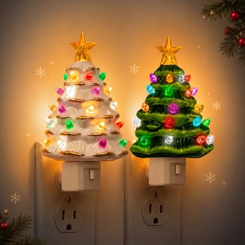 Christmas Tree Night Light (green & white / 2 Pack)