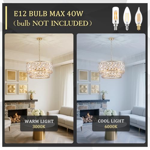 24" Gold Crystal Chandelier (Big Drum Gold)