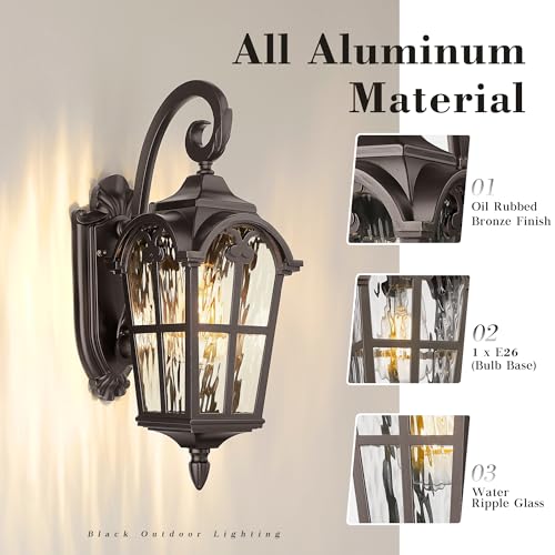 Outdoor Porch Lights (ORB - Water Ripple Glass / 17.5 Inch - No Function)