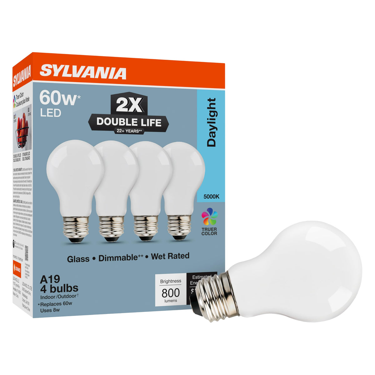 Sylvania Double Life LED Light Bulb (5000k (Daylight) / 4 Pack)