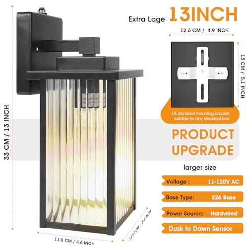 13" Matte Black Dusk to Dawn Outdoor Light (Black / 13''-1 Pack)
