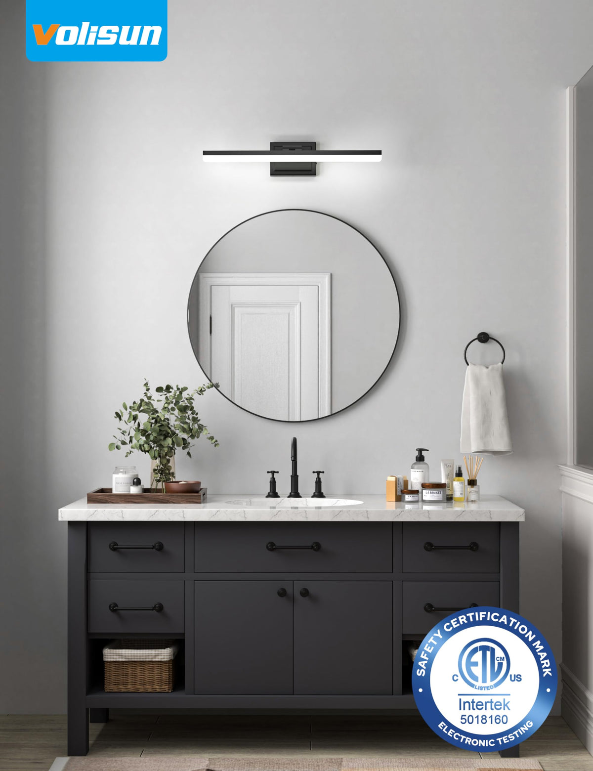 Modern Bathroom Vanity Light 24 inch (Black / 24 inch)