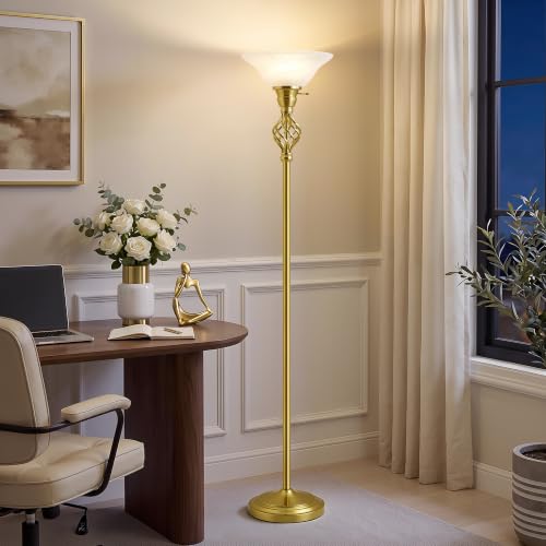 Torchiere Floor Lamp for Living Room (Gold)