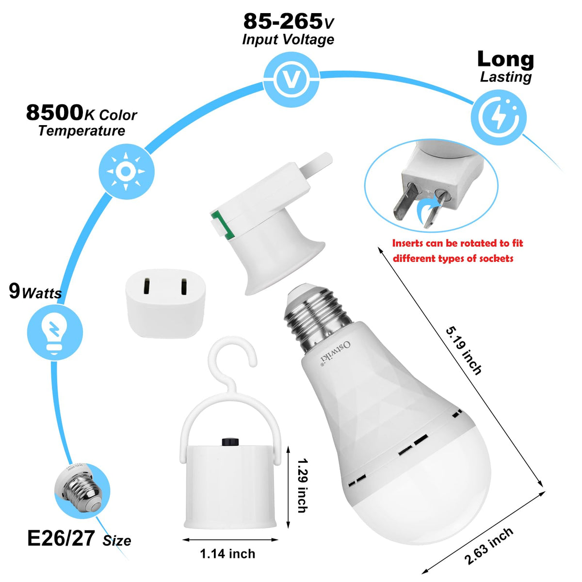 Emergency Rechargeable Light Bulbs 10 Pack A21 3000K Warm (Warm White / 10 Pack)