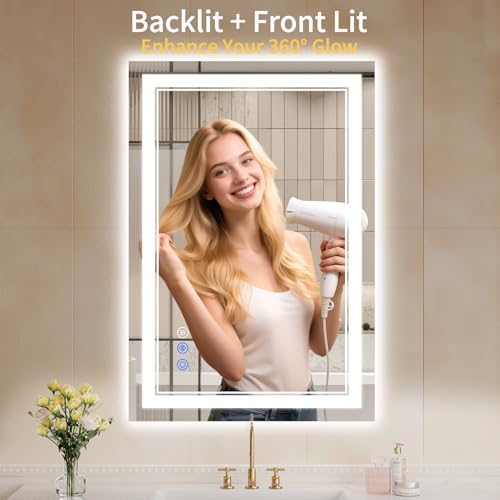 26"x38" Bathroom Mirror with Lights (26"L x 38"W)