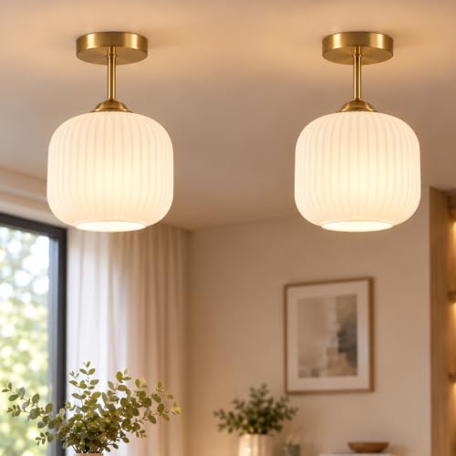 Milk Glass Flush Mount Ceiling Light
