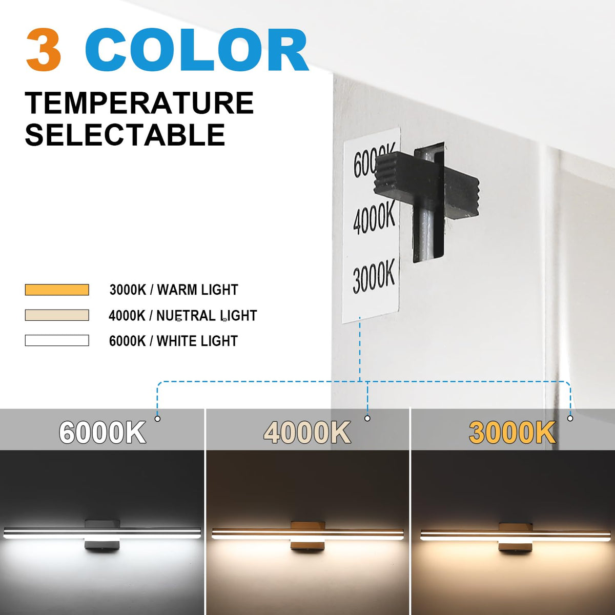 LED Modern Bathroom Vanity Light Bar (24-Inch / Chrome)