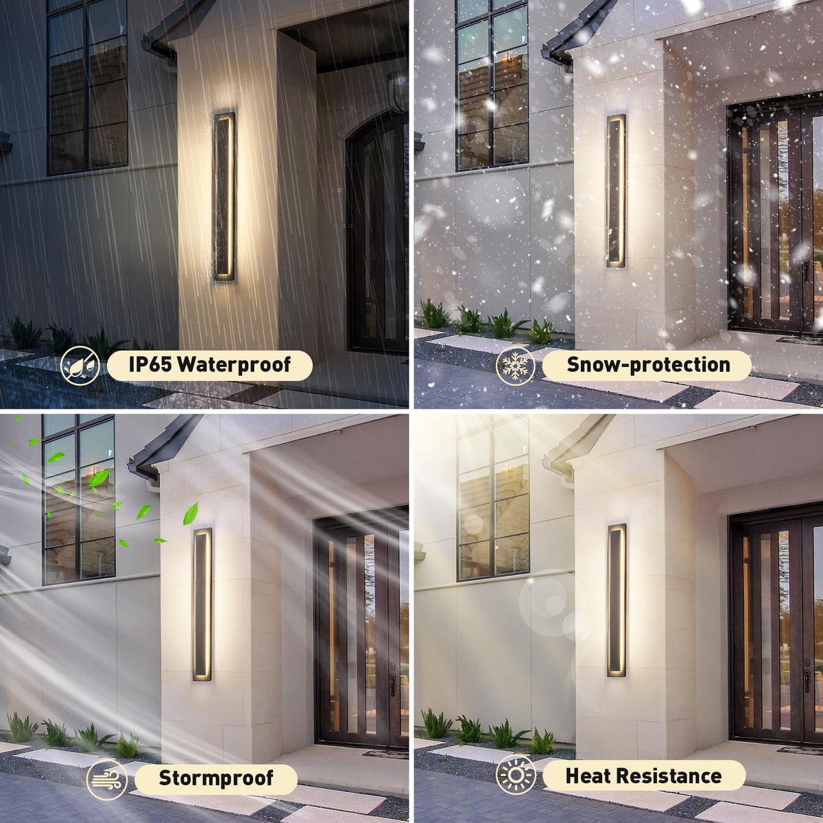 24 in Long Outdoor LED Wall Lights Exterior Lighting Fixtures (Black 1-tier Modern Design / 40 Inches（100 cm）)