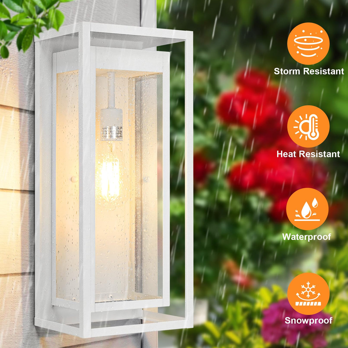 19 Inch White Outdoor Wall Light Fixtures (White / 19" (2-Pack))