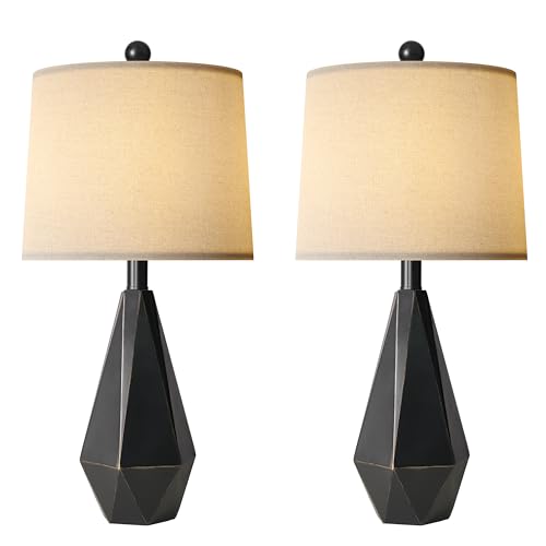 23'' Farmhouse Table Lamps Set of 2 (Medium - Black with Gold)
