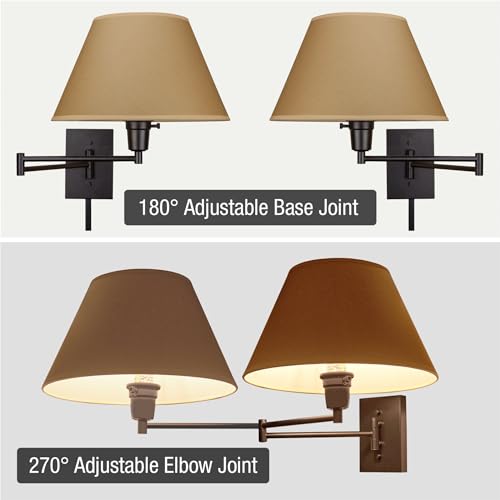 Cambridge 15" Modern Swing Arm Wall Sconce with 3 (Black,Beige Paper Shade)