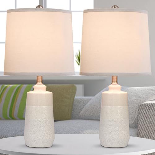 20.5" Ceramic Nightstand Lamps Set of 2 for Bedroom (WH-S)