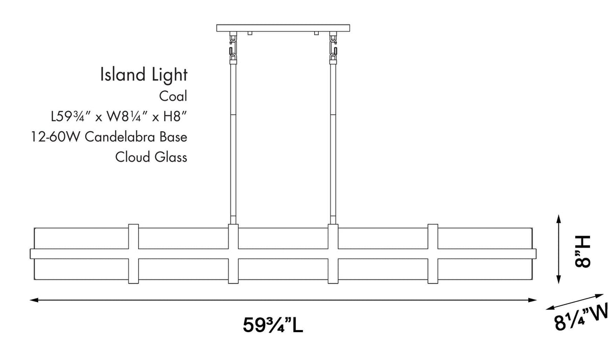 3618 66A Cloud Break Cloud Glass Island Light (60" Long)