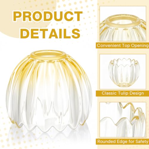 2 Pcs Glass Tulip Lamp Shade (Gradient Yellow)