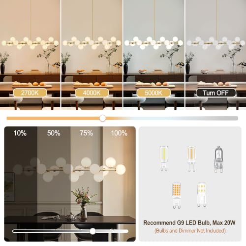 Modern Linear Chandeliers for Dining Room (Gold and White Shade / 55inch)