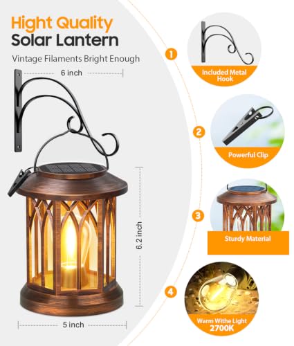 Solar Lanterns Outdoor Waterproof 6 Pack (Classic Copper / 6 Pack)