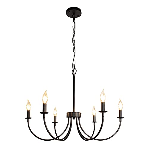 6 Light Farmhouse Chandelier (Black / 6 Light)