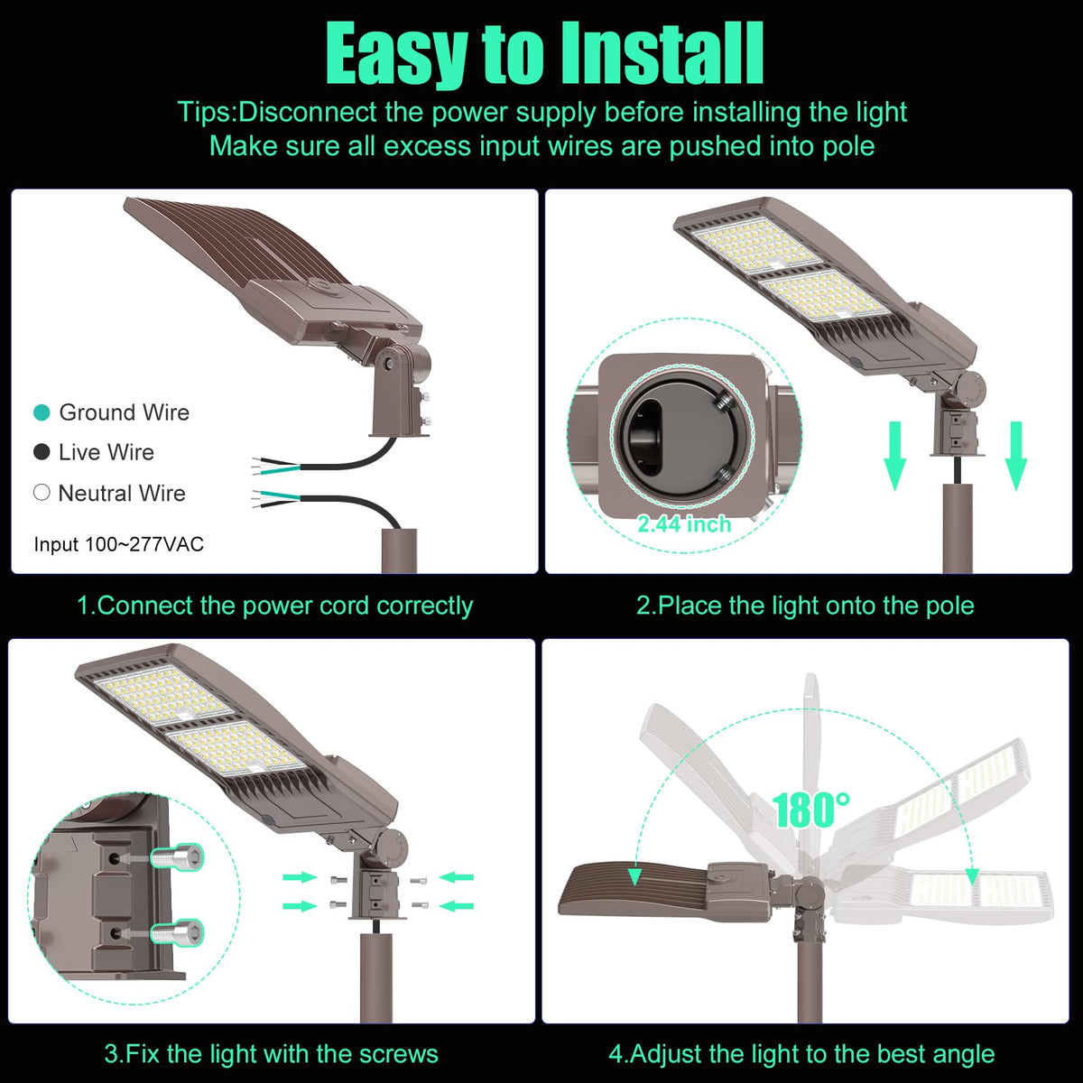 2Pack 320W LED Pole Light Outdoor Parking Lot Lights Dusk to Dawn Photocell (320W)