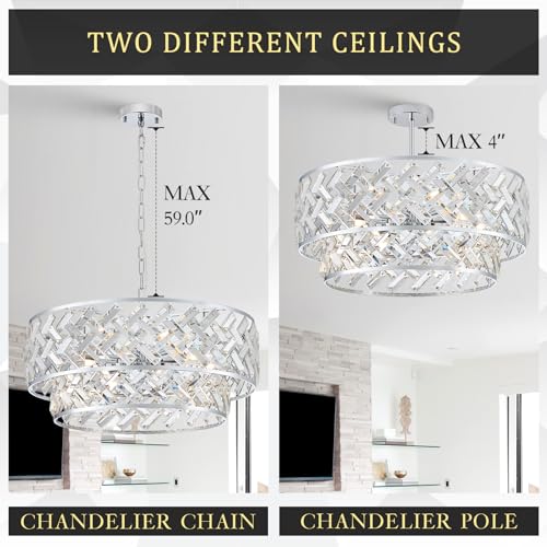 24" Chrome Crystal Chandelier (Big Drum Chrome)