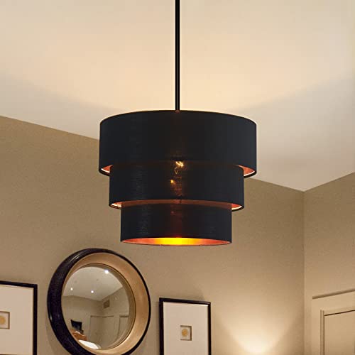 3 tier Drum Linen Lamp Shade for Pendant Lamp Floor Lamp Chandelier Replacement Shade Clip on Bulb Classic Round Lampshade Cover Only