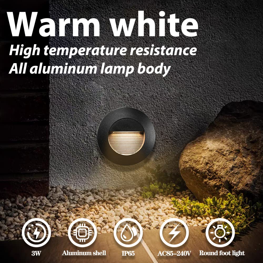 3WLEDRecessedStepLightWarmWhite120VIP65Waterproofblack (Black)