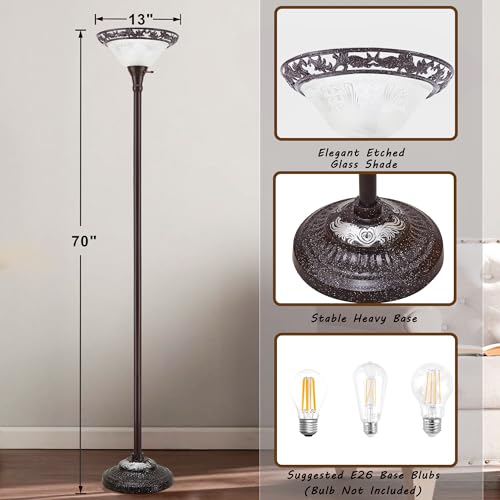 Torchiere Floor Lamps for Living Room (Brown,White2)