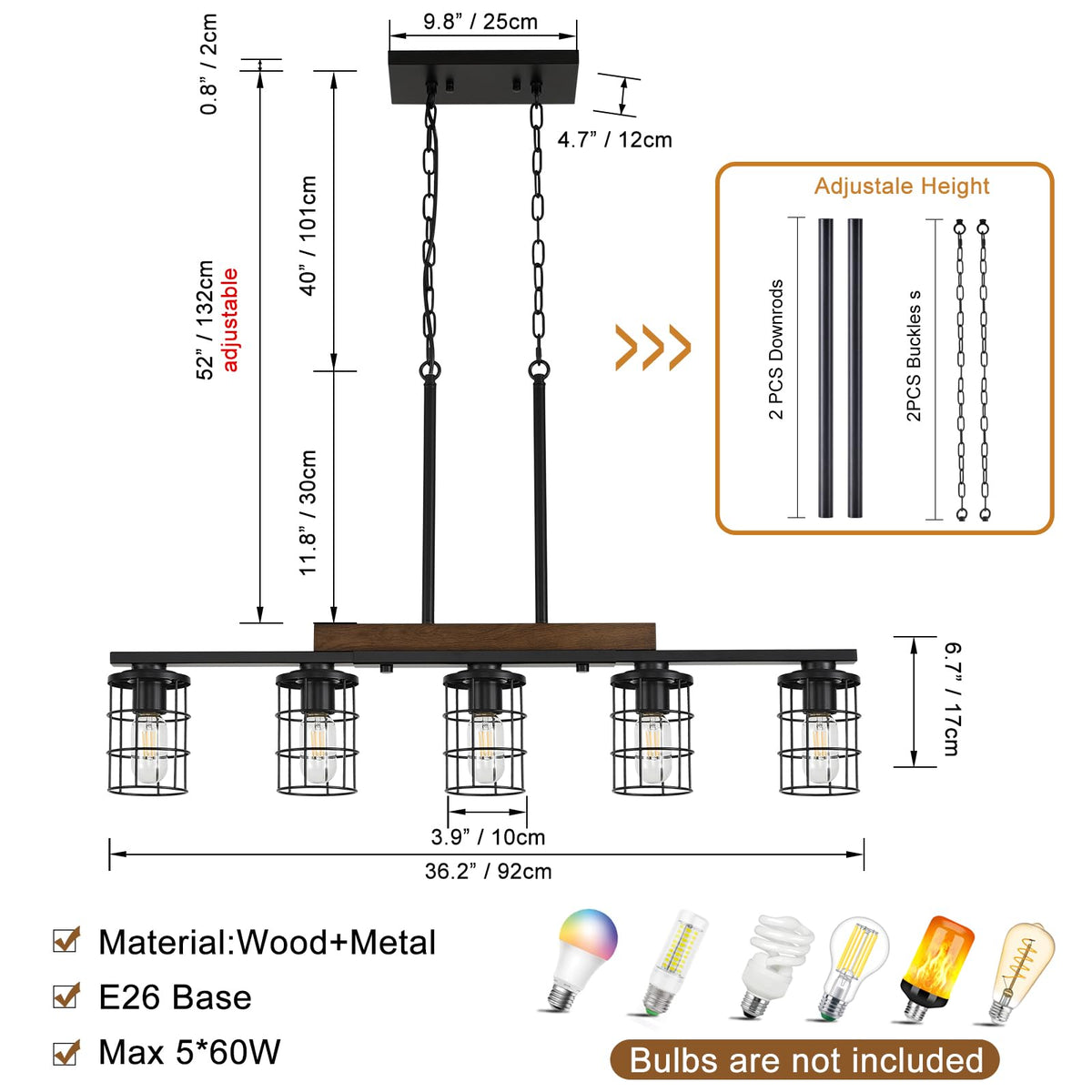 5 Light Farmhouse Kitchen Light Fixture (5-Light)