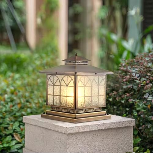All Copper Steel Glass Outdoor Post Lights (Arch glass / 12X12IN)