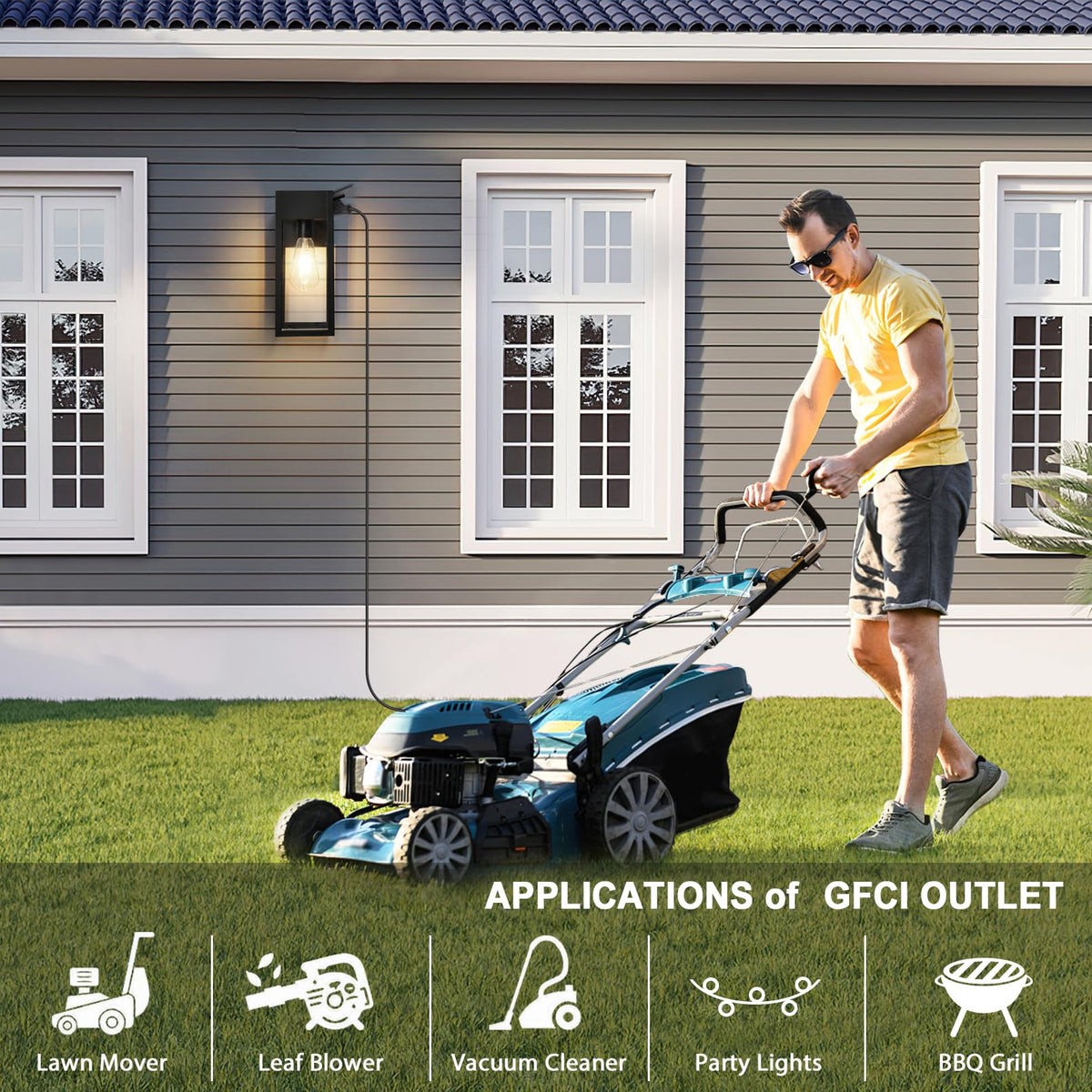 Porch Lights with GFCI Outlet (Black 1-Pack (With Outlet) / No Sensor, Standard)