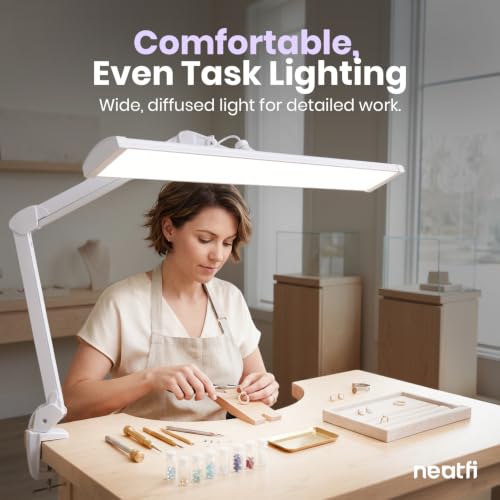 Pro LED Task Lamp with Clamp (White-8 / 31.8-Inch Wide Shade)