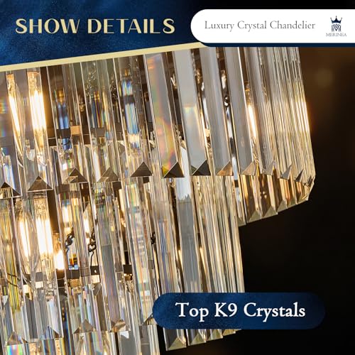 Black Crystal Chandeliers 7 Lights 20" Luxury Round Chandelier (Black / Small-20”)