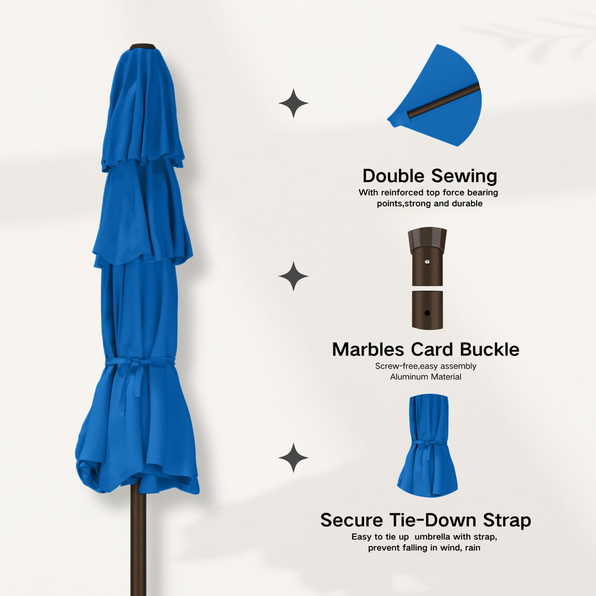 10ft 3 Tier Patio Umbrella with Solar Lights (Royal blue / 10 FT)