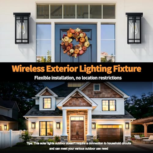 Solar Porch Lights Outdoor 2 Packs