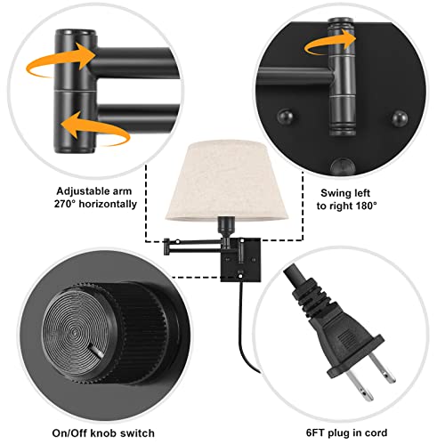 Wall Sconce Plug in (Beige-Remote / Large)
