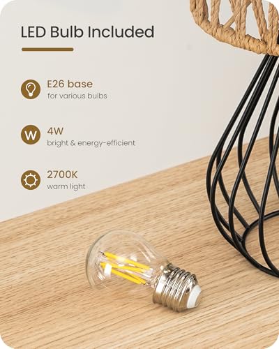 Rattan Table Lamp (Mesh + Black)