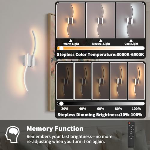 Battery Operated Wall Sconces Set of 2 (White / 26.8 inch)