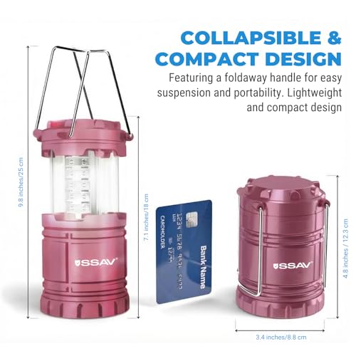 2 Pack Battery Powered LED Camping Lanterns (2 Pack Pink)