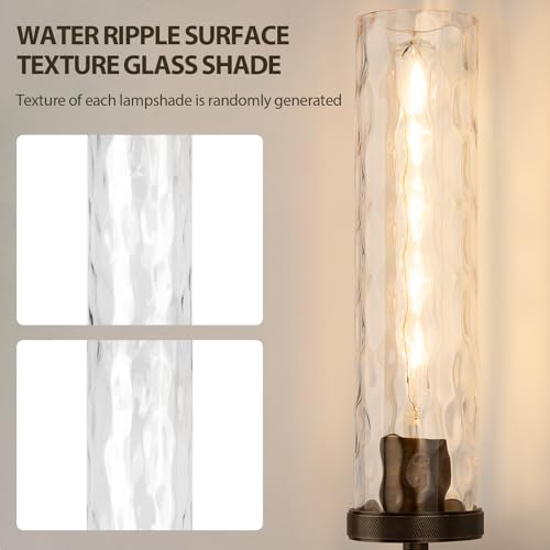 19.5" Knurled‑Craft Hardwired Bronze Wall Sconce (Bronze-Water Ripples / 19.5″-1 Pack)