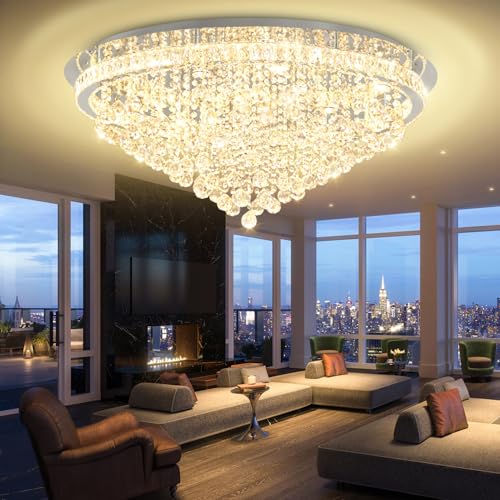Dia 40" Modern Crystal Chandeliers for Living Room (Silver / Dia 40")
