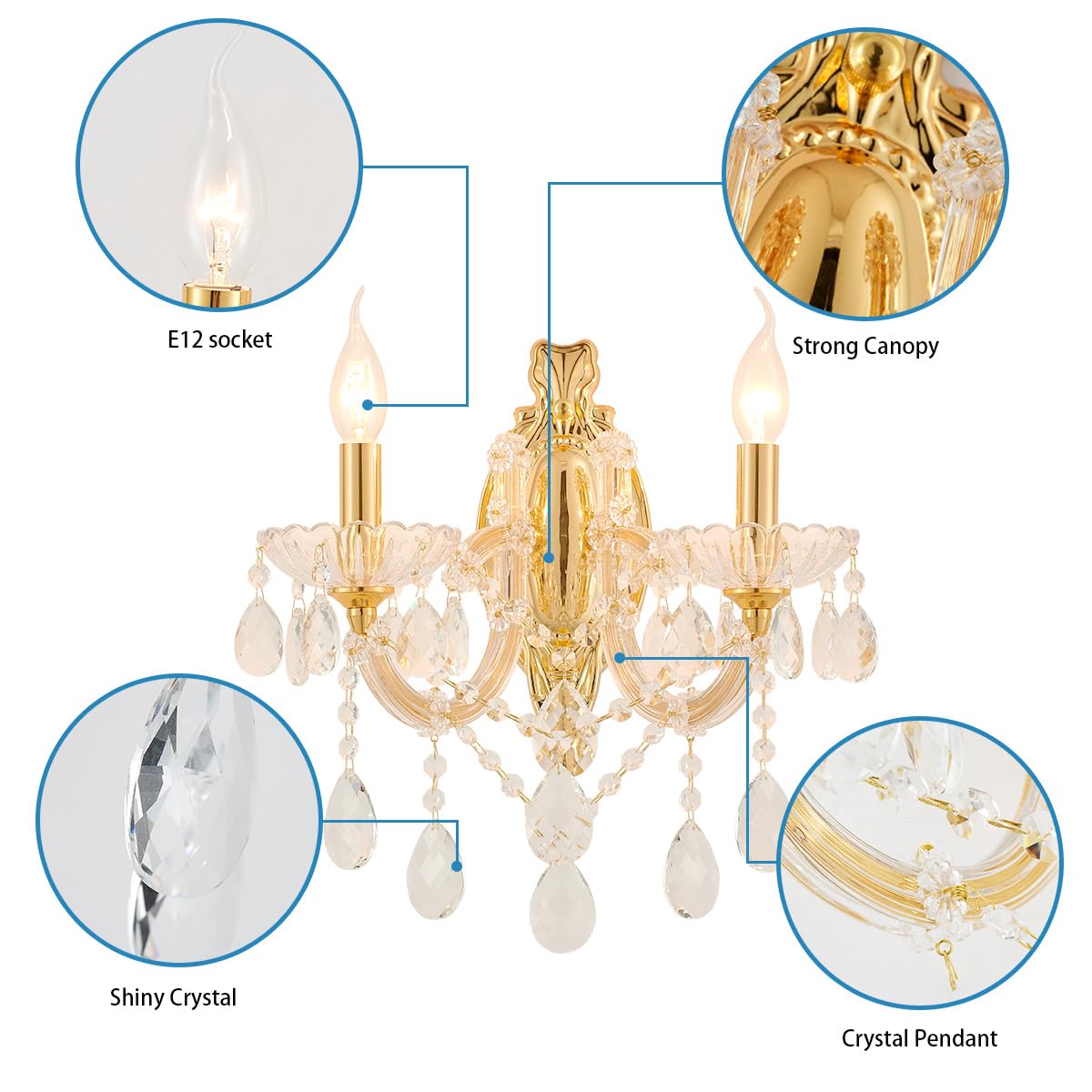 Gold Crystal Sconces Set of 2 (YL6065G-2Double)